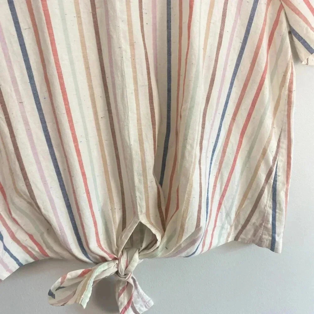 Madewell Striped Back Button Front Tie Top - Picture 8 of 16